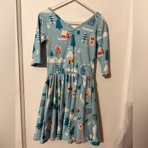 Dot Dot Smile Snowy Village Dress in Blue
